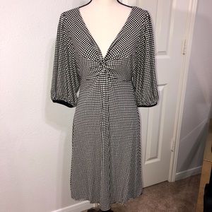 Max Studio Polka Dot Twist Front Midi Dress Sz Med